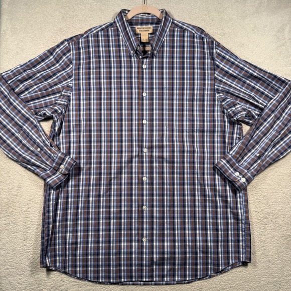 Duluth Trading Co Other - Duluth Trading Co Button Down Mens‎ XLT Blue Brown Plaid WrinkleFighter Shirt